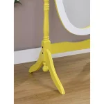 ORE International Modern Canary Yellow and White Oval Wood Tilting Cheval Standing Mirror, 59.25 in. thumbnail 4