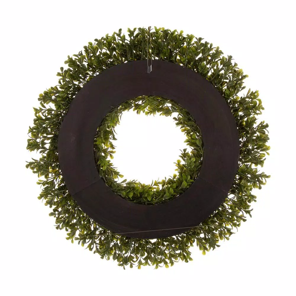 Glitzhome 18 in. Artificial Boxwood Wreath, UV-Resistant Greenery for Indoor/Outdoor Decor