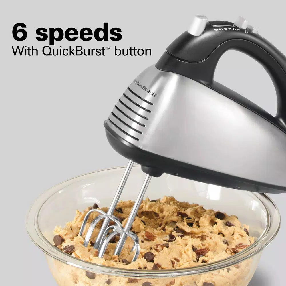 Hamilton Beach 6-Speed Hand Mixer with Brushed Stainless Steel Housing