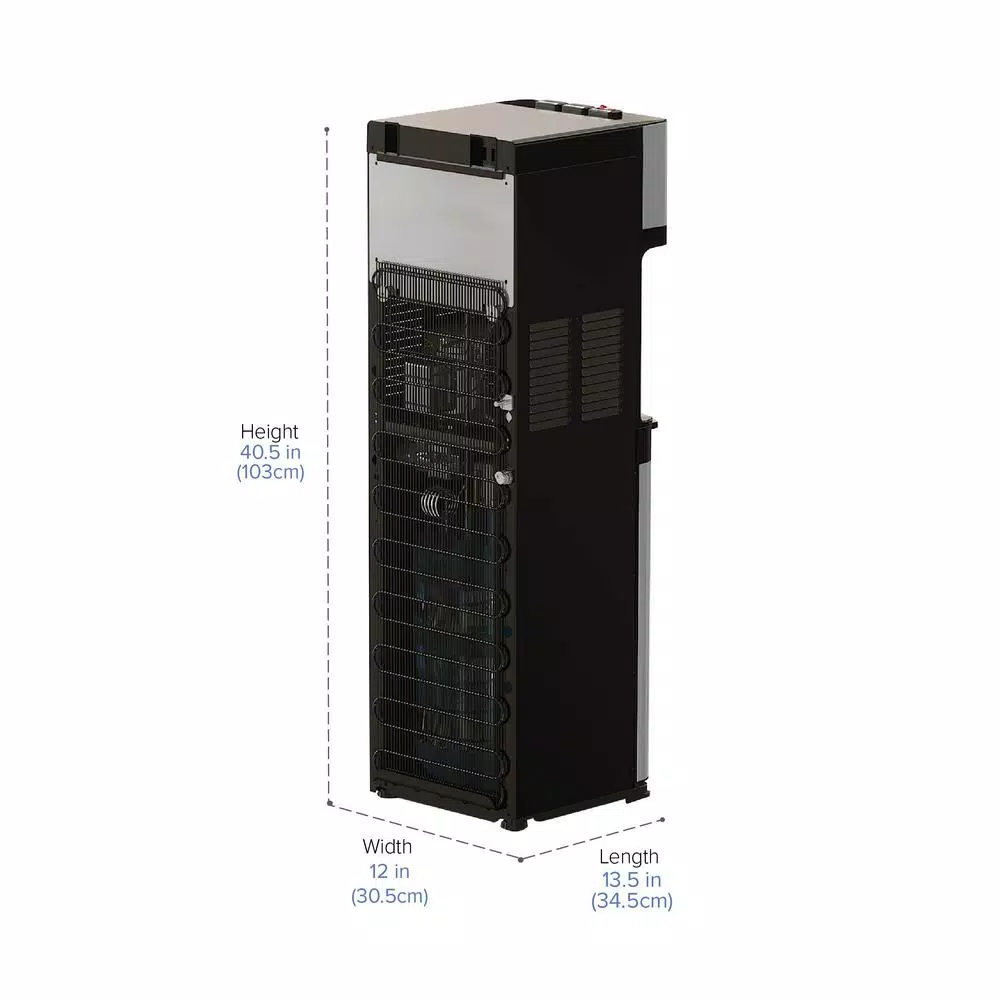 Brio Essential Tri-Temp Bottom-Load Water Cooler Dispenser - Black and Brushed Stainless Steel