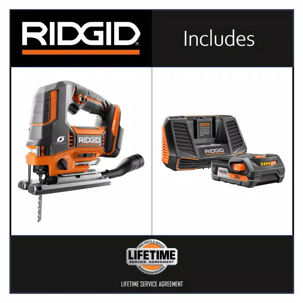 RIDGID 18V OCTANE Brushless Cordless Jig Saw Kit with 2.0 Ah Battery and Charger