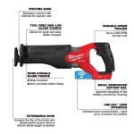 Milwaukee M18 FUEL ONE-KEY 18V Brushless Cordless Reciprocating Saw (Tool-Only) thumbnail 5