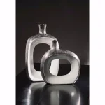 IMAX Riley Gray Small Metallic Ceramic Vase - Round Decorative Floor Vase thumbnail 3
