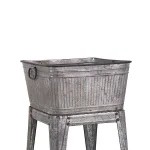 Benzara 32 in. Gray Galvanized Metal Multi-Functional Tub on Stand thumbnail 3