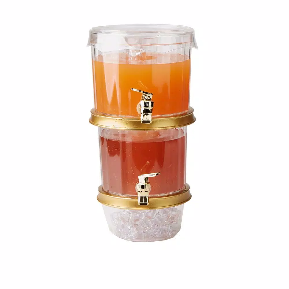 Mind Reader 2-Gallon 2-Tier Stackable Beverage Dispenser with Ice Compartment and Dual Spigots
