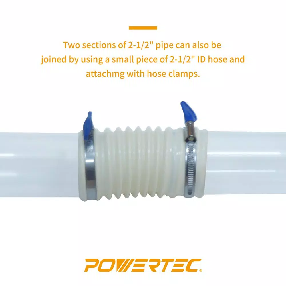 POWERTEC 2-1/2 in. x 36 in. Clear Rigid PVC Dust Collection Pipe