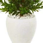 Nearly Natural 3.5-Ft. Artificial Olive Cone Topiary Tree with White Planter, Indoor/Outdoor UV-Resistant thumbnail 3