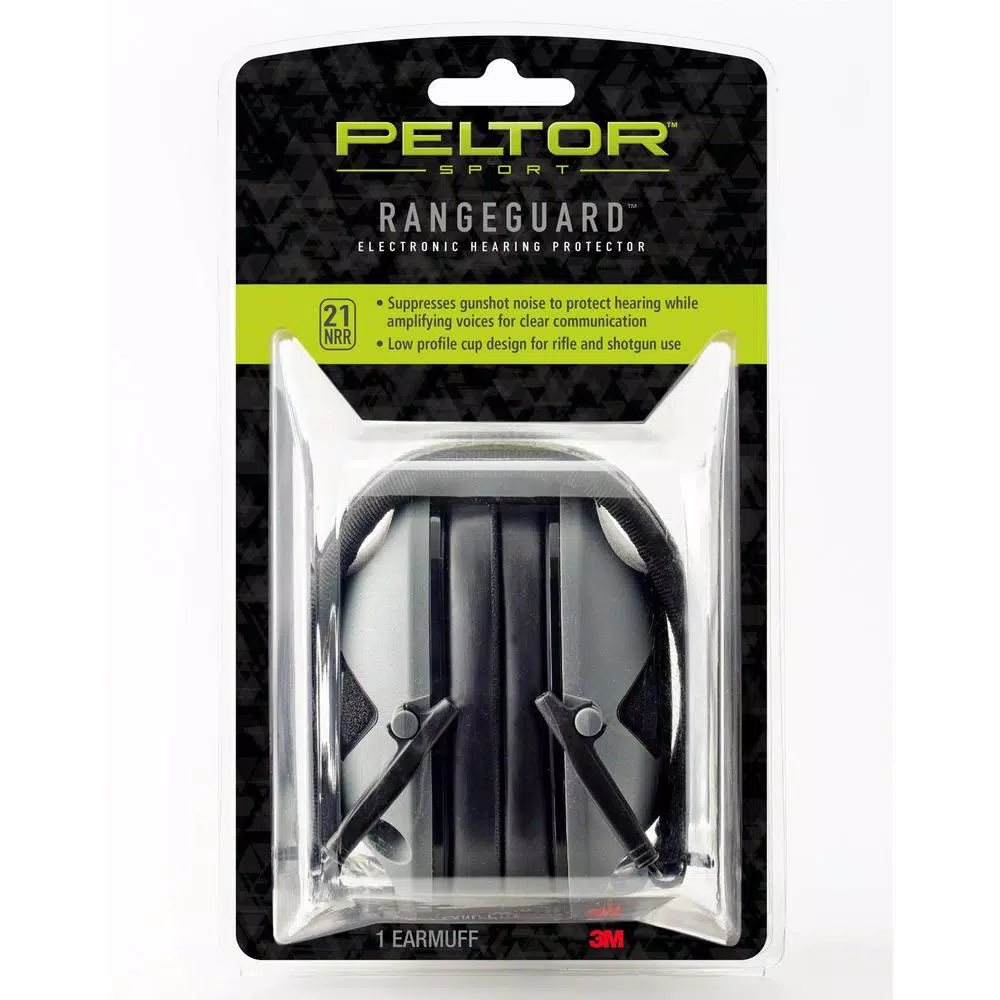 3M Peltor Sport RangeGuard Electronic Hearing Protection Earmuffs, Gray/Black