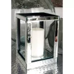 LITTON LANE 10 in. Silver Wood and Clear Glass Candle Holder, Modern Glam Candlestick thumbnail 6