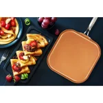 MasterPan Original Copper Pan 11 in. Aluminum Nonstick Copper Griddle thumbnail 5