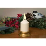 Xodus Innovations 4 in. Amber LED Votive Candle with Antique Brass Base, Battery Operated Flameless Candle thumbnail 3