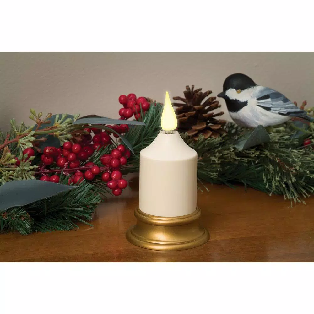 Xodus Innovations 4 in. Amber LED Votive Candle with Antique Brass Base, Battery Operated Flameless Candle