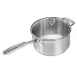 Chantal Induction 21 Steel 3.5 Qt. Stainless Steel Saucepan with Glass Lid, Brushed Stainless Steel thumbnail 1