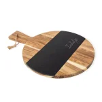 Cathy's Concepts Indulge Round Acacia Wood and Natural Slate Serving Board with Cheese Knife thumbnail 4