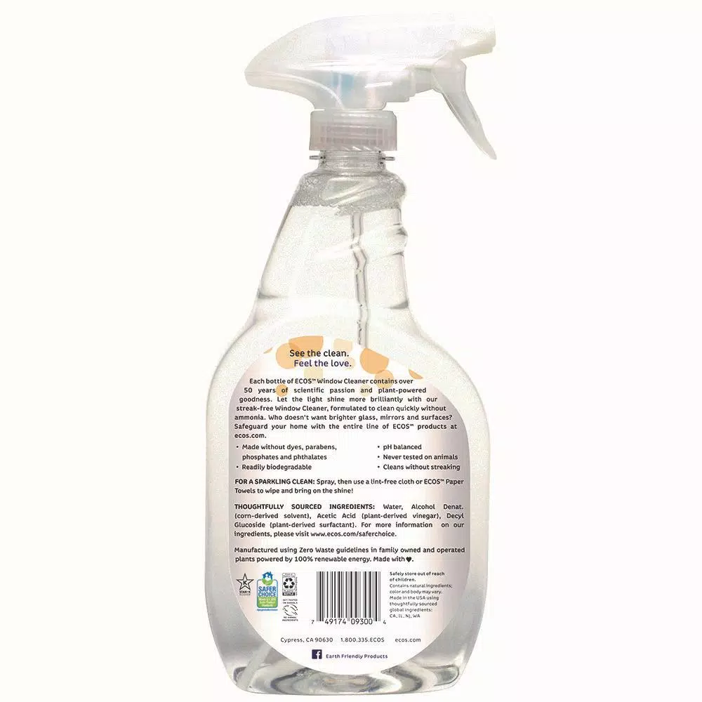 ECOS 22 oz. Vinegar Window Cleaner & Glass Cleaner, Streak-Free Trigger Spray