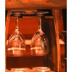 Vintiquewise Rustic Wooden 8-Bottle Wine Rack with Integrated Glass Holder thumbnail 4