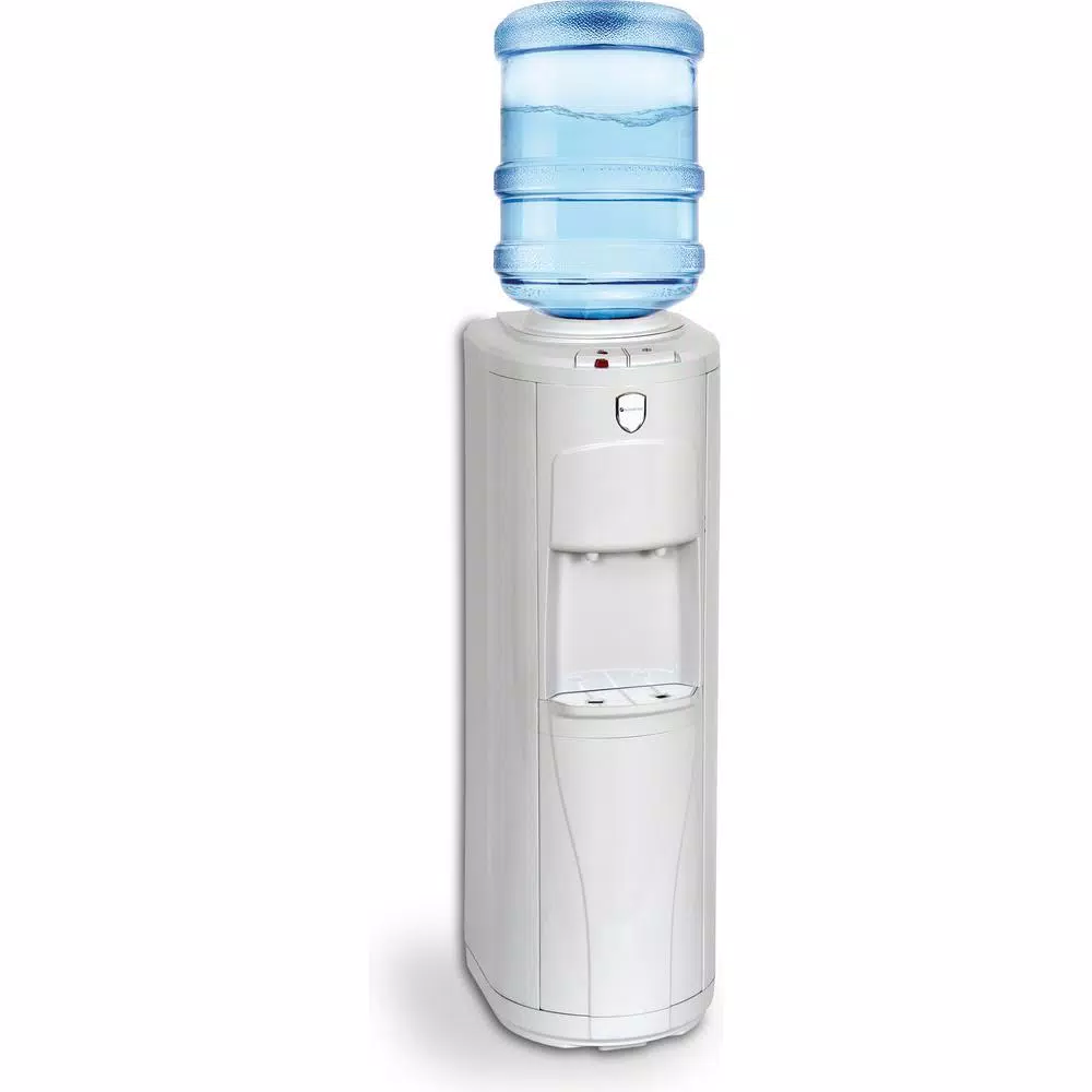 Glacier Bay Top Loading Hot and Cold Water Dispenser with Stainless Steel Reservoirs, Gloss White