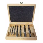 Fisch High Speed Steel Double Flute Brad Point Drill Bit Set, 7-Piece with Wooden Box thumbnail 1