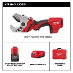 Milwaukee M12 Cordless PVC Shear Kit with 1000 Lumen M12 Rover Flood Light thumbnail 2
