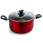 Oster Gibson Oster Merrion 6 Qt. Nonstick Aluminum Round Dutch Oven with Glass Lid, Red thumbnail 1
