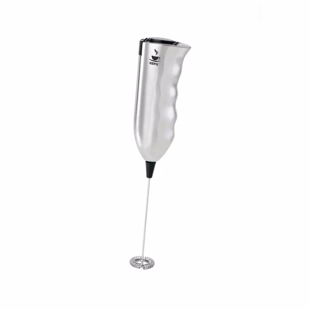 GEFU Stainless Steel Handheld Milk Frother, 16,000 RPM Battery Powered Whisk