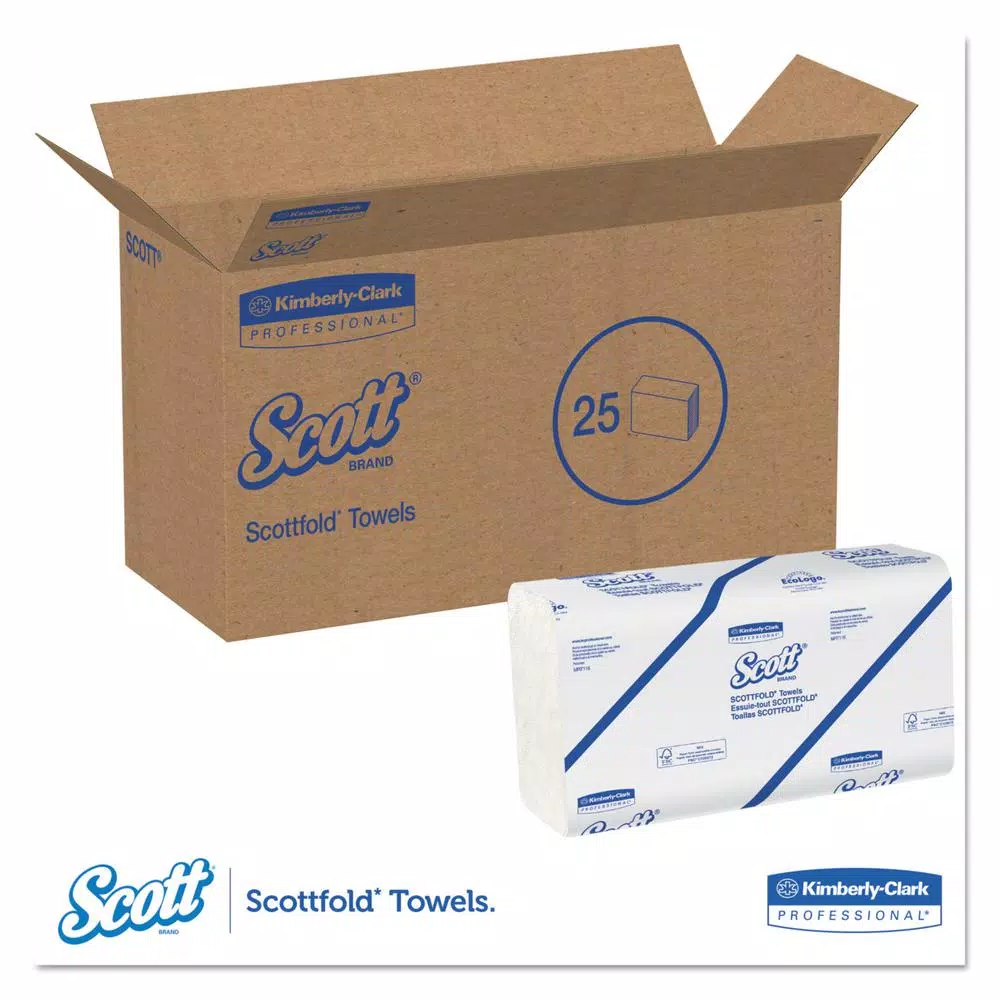 Scott Scottfold White Multifold Paper Towels, 175 Sheets per Pack, 25 Packs per Carton
