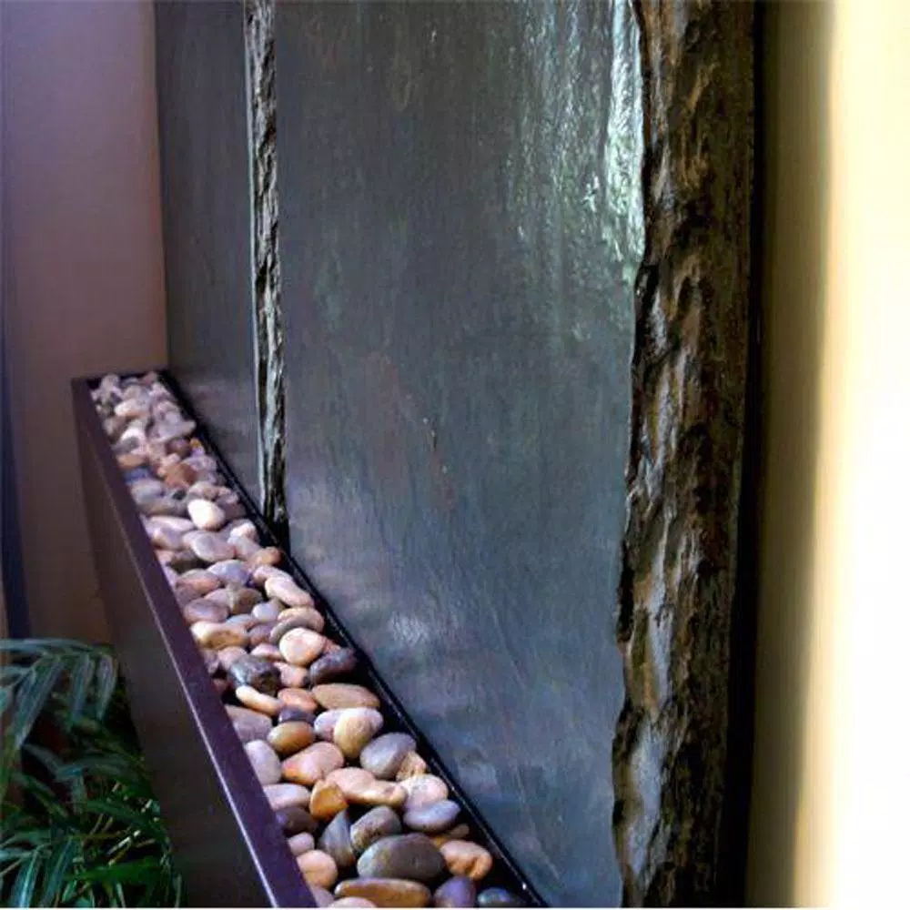 Water Wonders Nojoqui Falls Double Panel Lightweight Slate Wall Fountain with Copper Vein Trim