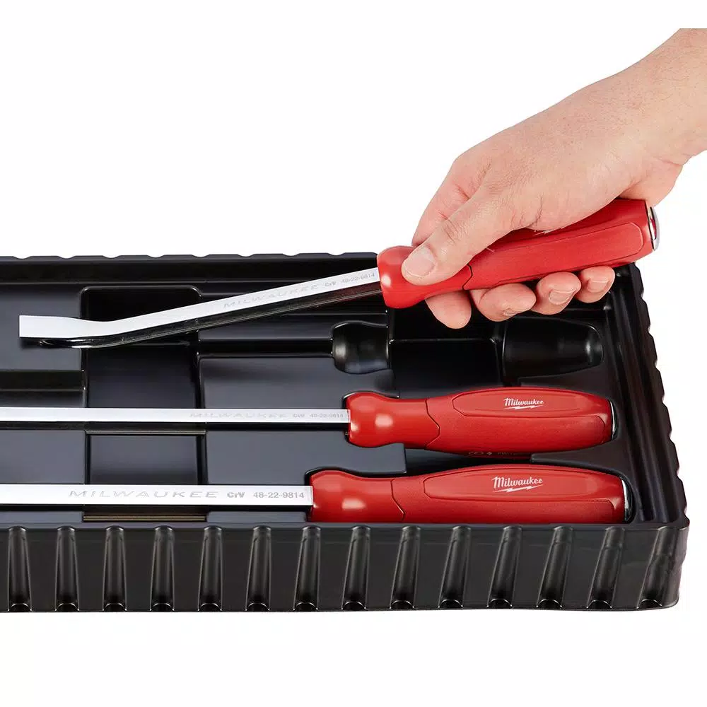 Milwaukee 4-Piece Pry Bar Set with I-Beam Design and Hammer-Ready Strike Cap