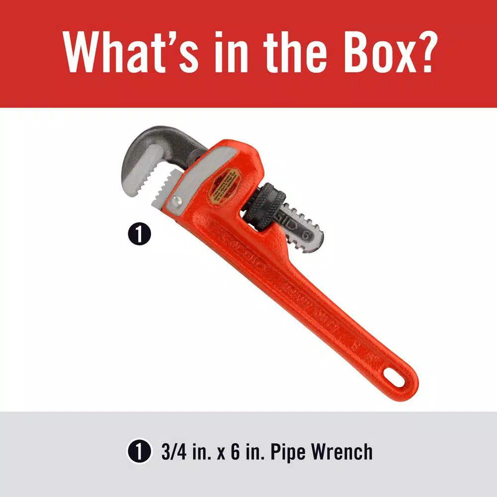RIDGID 6 in. Heavy-Duty Straight Pipe Wrench, Red