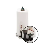 LITTON LANE Polystone Chef Figurines Paper Towel Holder with Wine Bottle Finial & Checkerboard Base thumbnail 2