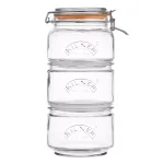 Kilner 4 Piece Stackable Glass Storage Jar Set with Clip Top and Push Top Lids thumbnail 1