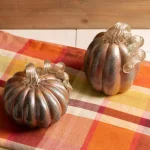 Glitzhome Blue and Gold Glittery Glass Pumpkin Set of 2 - Handmade Indoor Tabletop Decor thumbnail 9