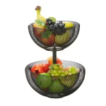 Mind Reader Black 2-Tier Mesh Metal Fruit Bowl, Round Decorative Wire Basket thumbnail 1