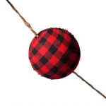 Glitzhome 6.5 ft. Red and Black Plaid Fabric Garland with 11 Decorative Ornaments thumbnail 2