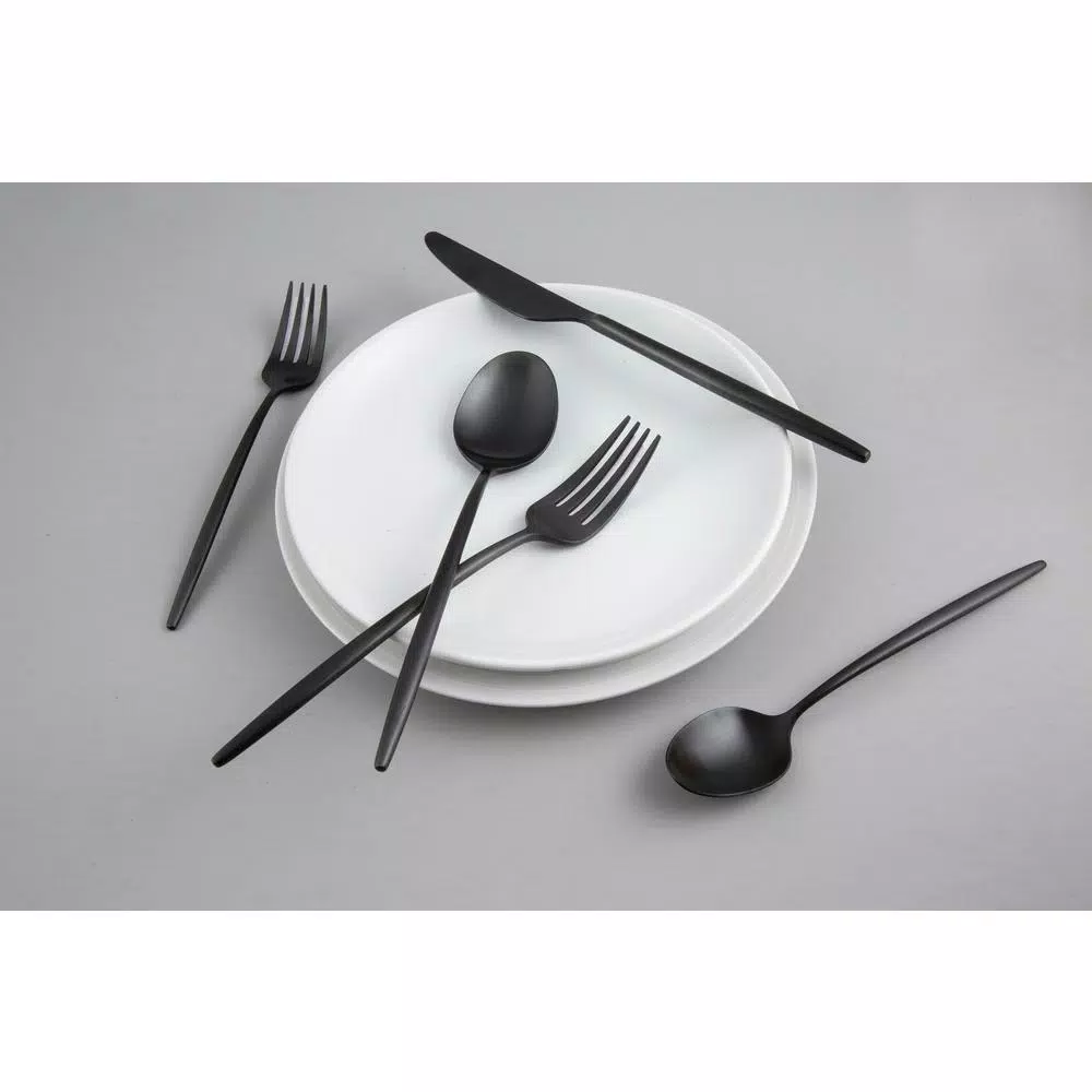 Cambridge Silversmiths Gaze Black Satin 20-Piece Flatware Set, Service for 4
