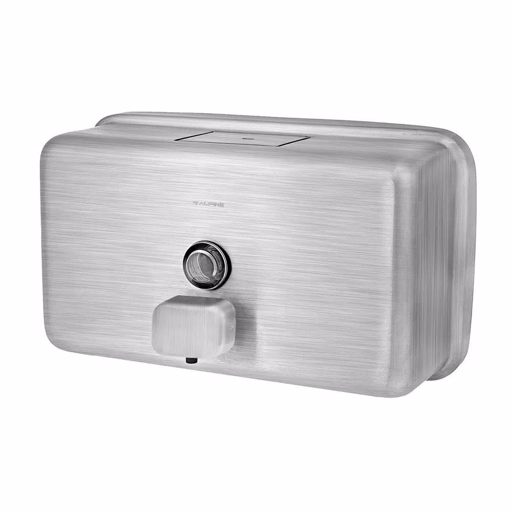 Alpine Industries 1200ml Stainless Steel Manual Liquid Soap Dispenser, Wall-Mounted