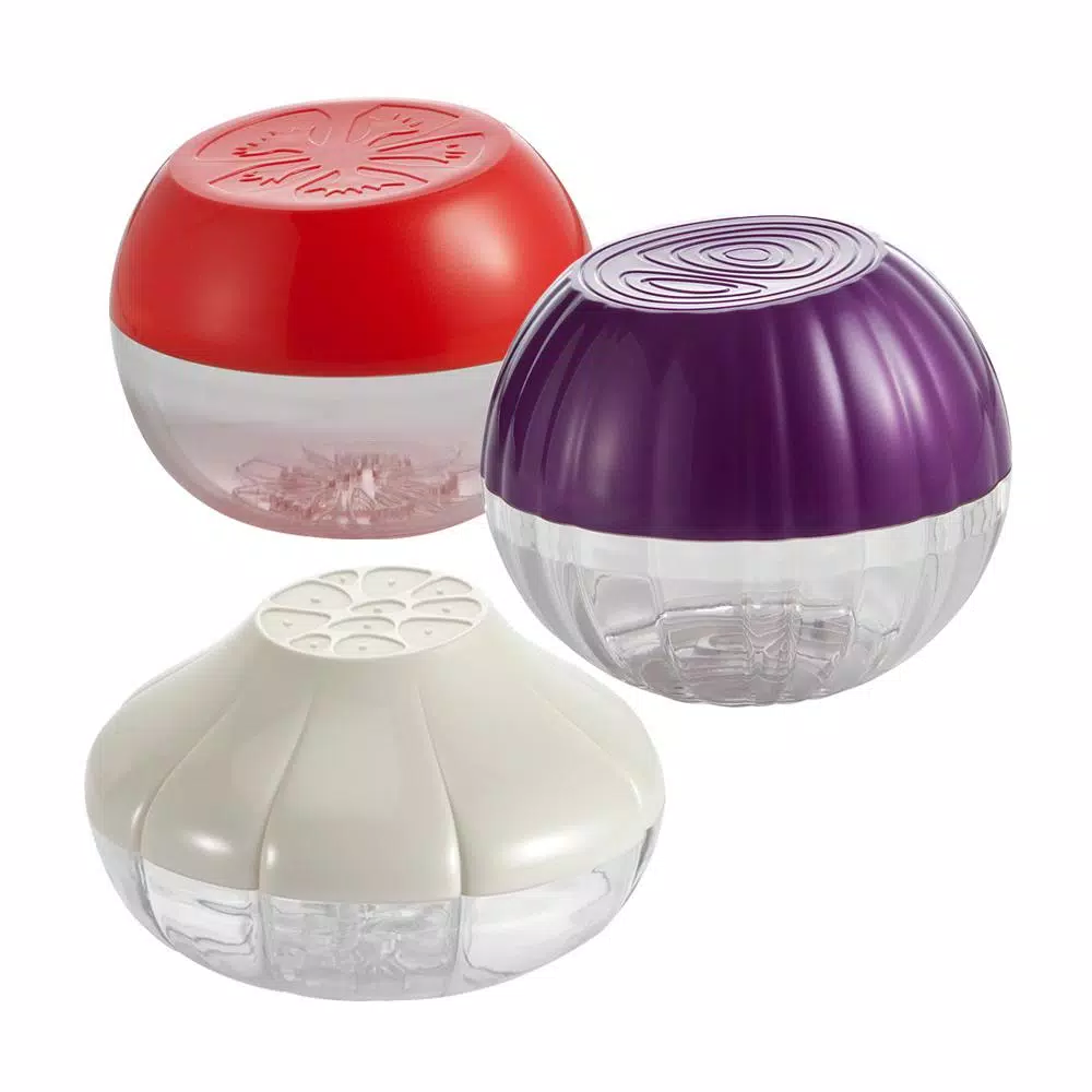 Hutzler Pro-Line 3-Piece Food Saver Set: Onion, Tomato, and Garlic Storage Containers