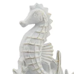 Stonebriar Collection Stonebriar White and Gold Cast Iron Seahorse Door Stopper & Nautical Decor thumbnail 3