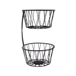 Spectrum Paxton 2-Tier Black Steel Fruit Basket Server, Rustic Farmhouse Design thumbnail 3