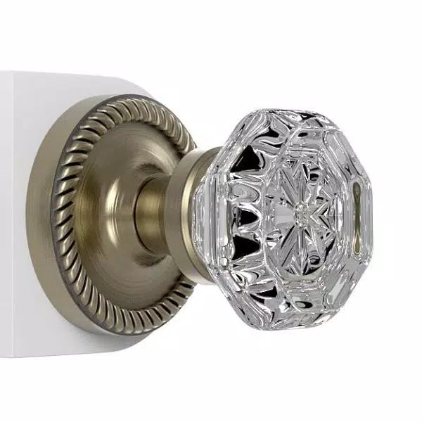 Nostalgic Warehouse Waldorf Crystal Passage Knob, Antique Brass, 2-3/8 in. Backset