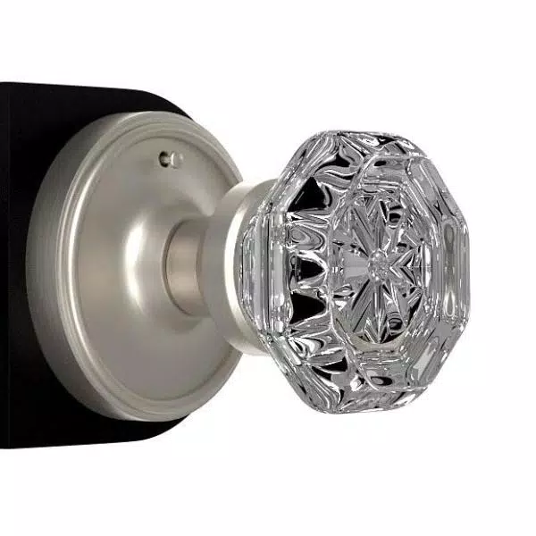 Unbranded Nostalgic Warehouse Waldorf Crystal Privacy Door Knob, Satin Nickel, 2-3/8 in. Backset