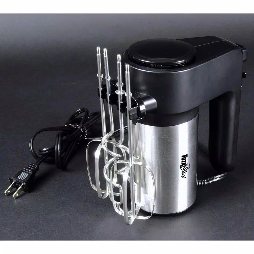 Total Chef 250-Watt 6-Speed Hand Mixer with Turbo Boost, Black/Silver