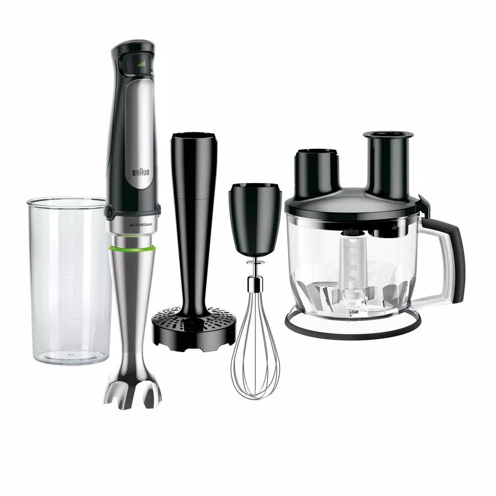 Braun MQ7077X MultiQuick SmartSpeed Immersion Hand Blender Set with Food Processor, Whisk, and Masher
