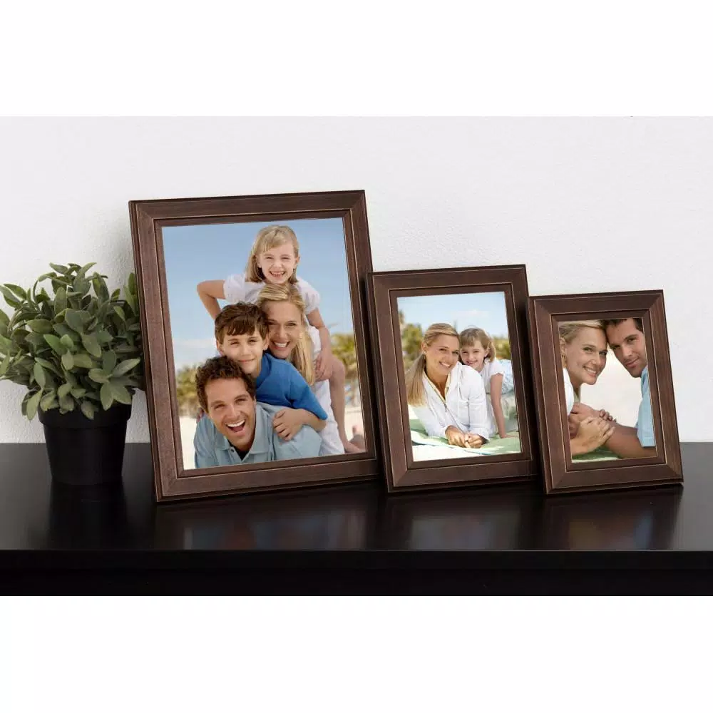 DesignOvation Kieva 5 x 7 in. Brown Solid Wood Picture Frame Set of 6, Distressed Classic Gallery Wall Set