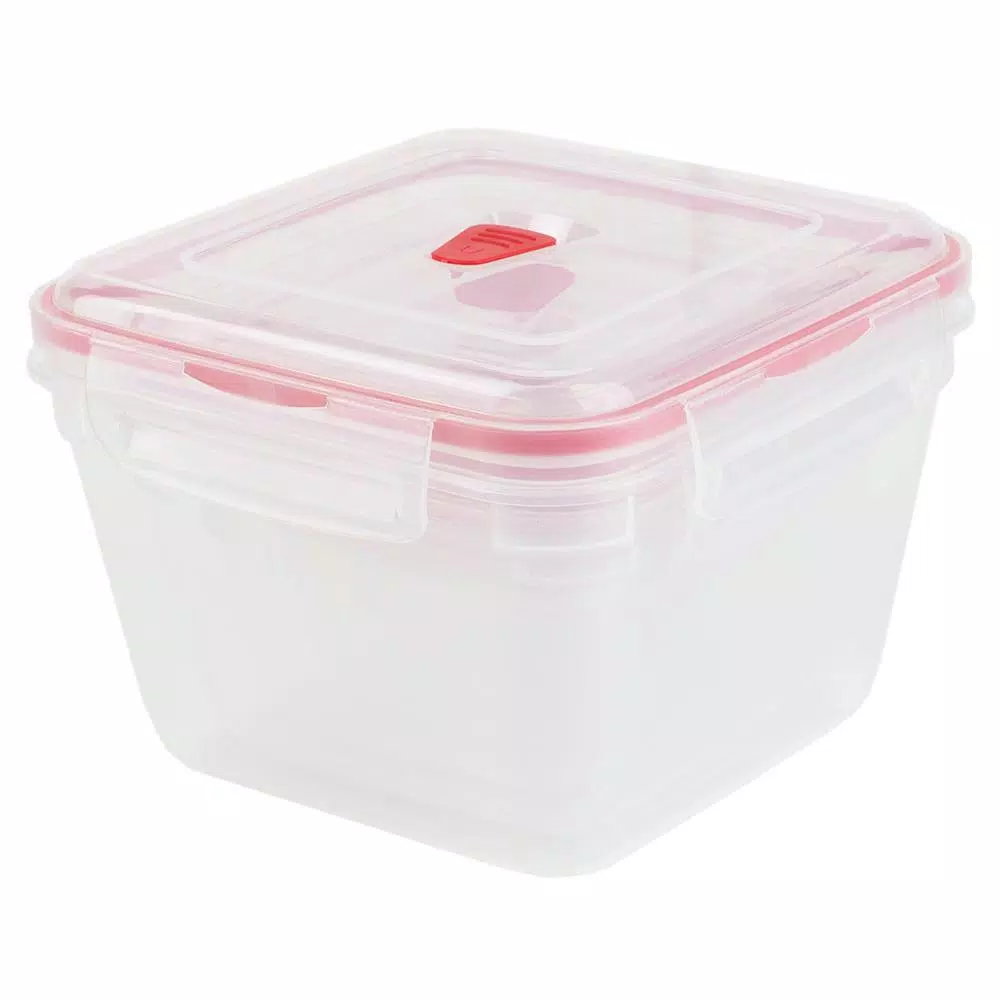 Unbranded 10-Piece Locking Square Plastic Food Storage Container Set with Steam-Vented Lids, Red