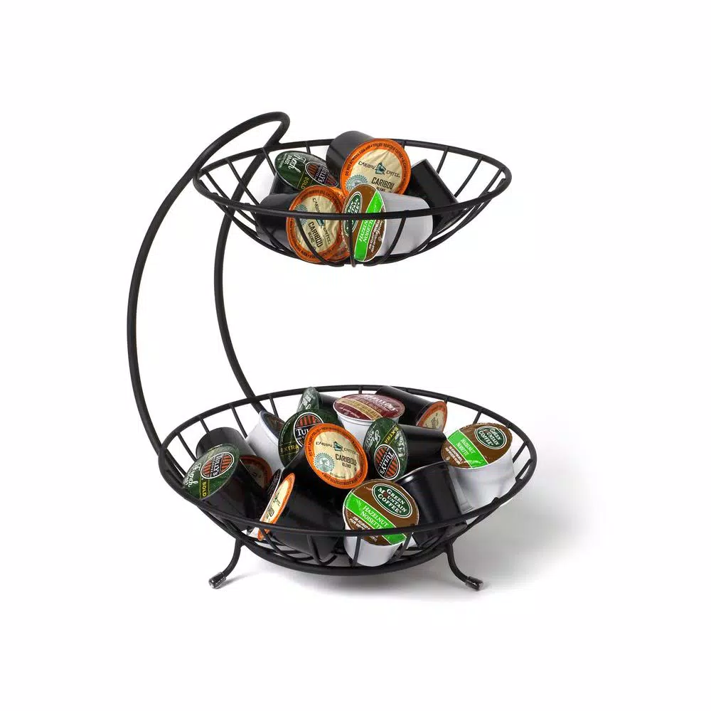 Spectrum Yumi 2-Tier Steel Arched Fruit Bowl & Countertop Server, Black