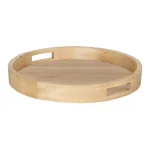 Kate and Laurel Hutton 18.25 in. Round Natural Wood Decorative Tray with Built-in Handles thumbnail 1
