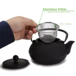 Mind Reader 2.5-Cup Black Japanese Style Cast Iron Tetsubin Teapot with Infuser thumbnail 2