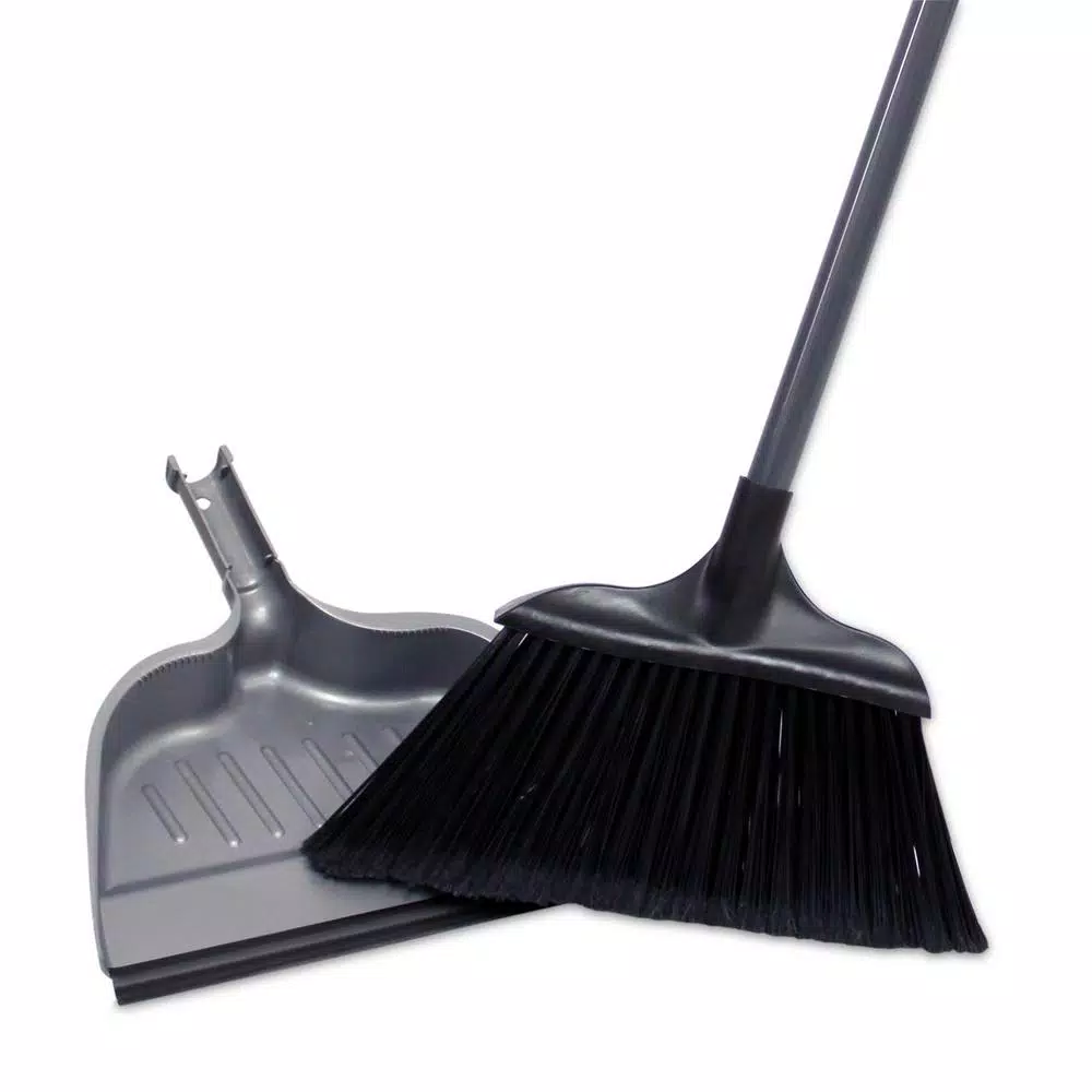 HDX Jumbo 15 in. Angle Broom and Dustpan Set with Steel Handle
