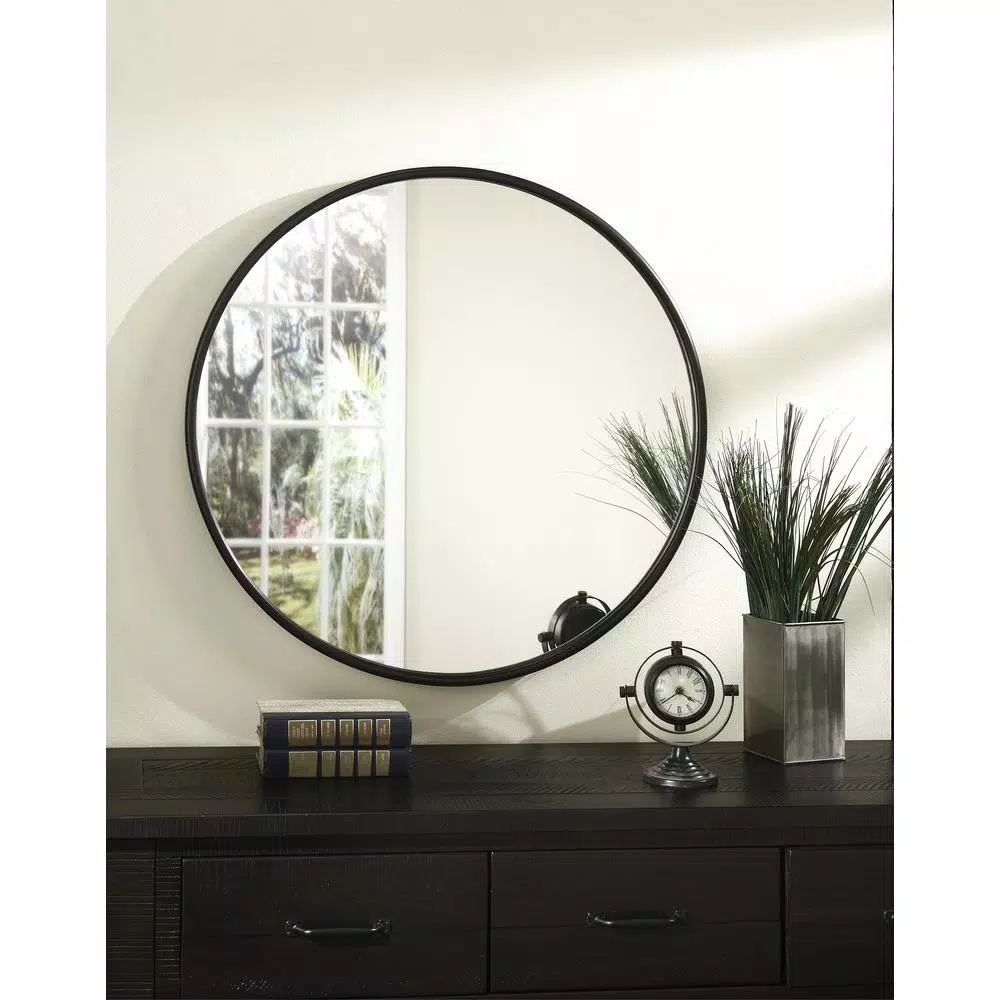 Martin Svensson Home 30 in. Round Oil Rubbed Bronze Metal Frame Accent Mirror